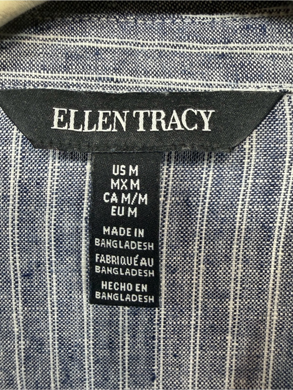 Ellen Tracy 100% Linen Sleeveless Button Front Top Medium Blue Stripe - Picture 8 of 12